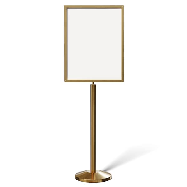 Montour Line Sign Frame Floor Standing 22 x 28 in. V Satin Brass Steel FS200-2228-V-SB - main